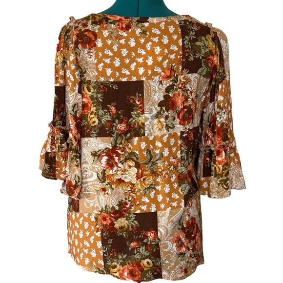 Lot of 2 ANDREE By Unit Brand Colorful Floral Blouses 100% Rayon Women's Size S - Picture 13 of 16